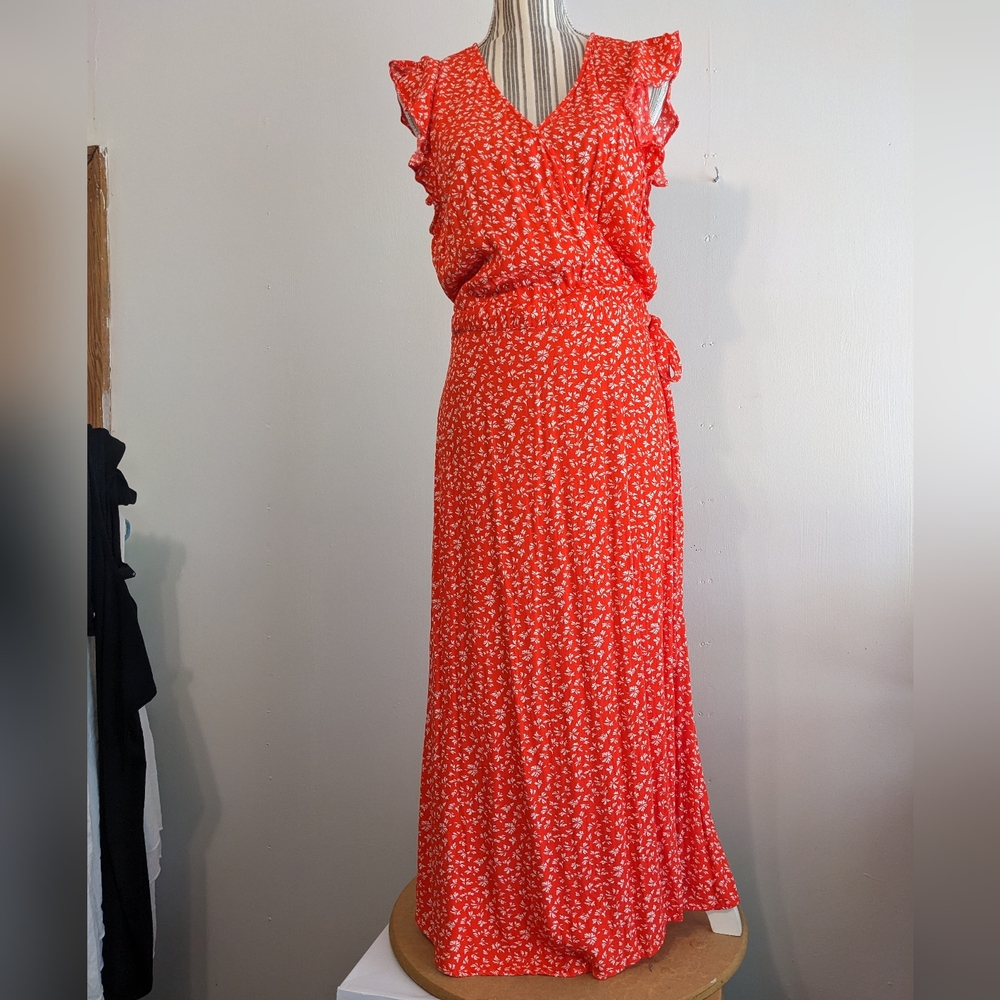 LOFT Floral Wrap Midi Dress